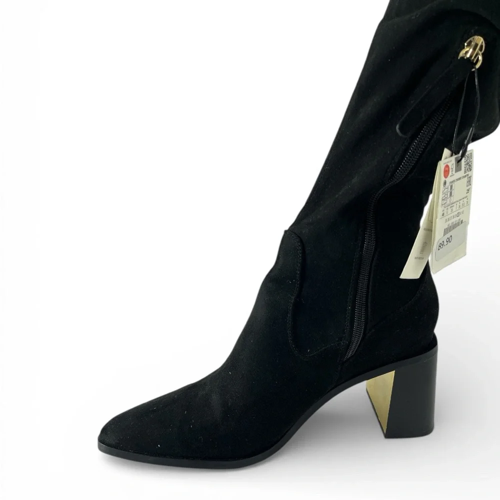 NWT ZARA Black Over The Knee Boots Sz 40 (9)